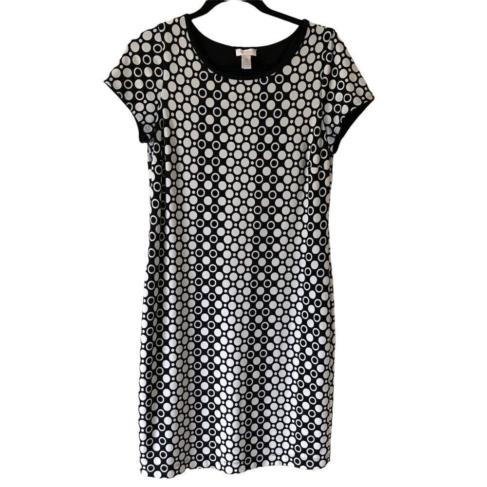 Chico’s Black/White Short Sleeve Shift Dress Size Small‎